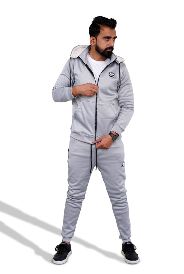 Silver Hoodie Track Suit - Addidas