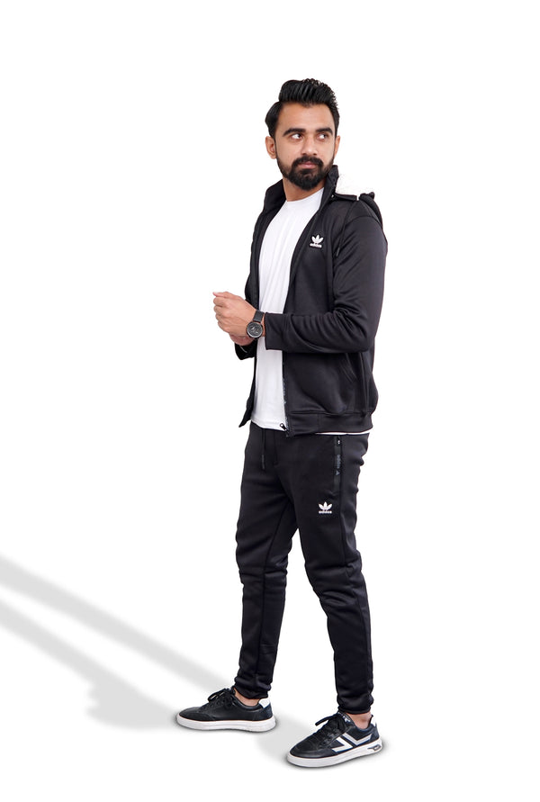 Black Hoodie Track Suit - Addidas